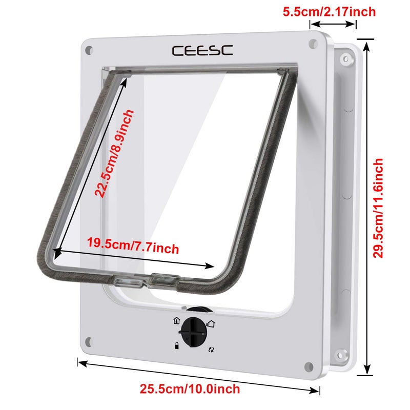 CEESC Extra Large Cat Door (Outer Size 11.6" x 9.8"), Rotary 4 Way Locking Cat Door for Interior Exterior Doors, Weatherproof Pet Door for Cat & Doggie with Circumference < 24.8",Upgraded Version - Image 3